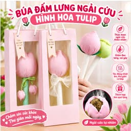 Túi Quà Tặng Búa Ngải Cứu Hoa Tulip Cán Dài – Búa Đấm Lưng Massage Thư Giãn Cơ Thể, Hỗ Trợ Lưu Thông Khí Huyết 1