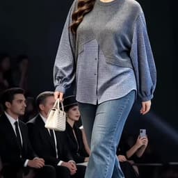 (47-90 KG) ÁO KẺ Ô CỔ ĐEN, CHẤT FOS PHỐI THUN, FORM RỘNG THOẢI MÁI, CHE BỤNG EO TỐT 5