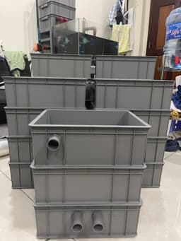 Bộ lọc baki tràn trên cho hồ cá dưới 500 lít - Kích Thước 34x26x13 Màu Xám - ống phi 27 7