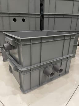 Bộ lọc baki tràn trên cho hồ cá dưới 500 lít - Kích Thước 34x26x13 Màu Xám - ống phi 27 5