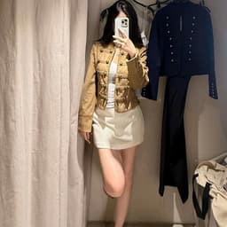 (Hàng SẴN) Áo Khoác Da Lộn Ngắn Cổ Đứng Phối Cầu Vai Thiết Kế Cúc Nổi Phong Cách Cá Tính Napoleon 5