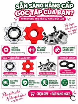 Bộ chốt thanh đòn tạ ren xoắn phi 25 phi 28 giữ bánh tạ chắc chắn... chỉ vừa với đòn tạ nhập khẩu. 8