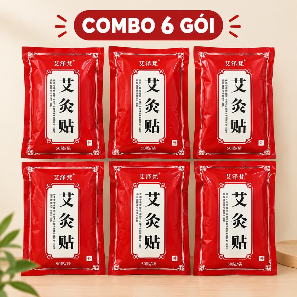 [HÀNG LOẠI 1] Combo 6 túi 300 miếng dán nóng ngải cứu giảm đau nhức cơ thể, vai gáy, đau cơ