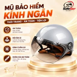 Nón bảo hiểm 1/2 kính ngắn, an toàn, thời trang, đa dạng màu sắc, bảo hành 12 tháng. 1