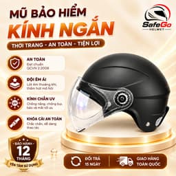Mũ Bảo Hiểm 1/2 Kính Ngắn , Thời Trang Unisex, Nhiều Màu Sắc, Bảo Hành 12 Tháng 1