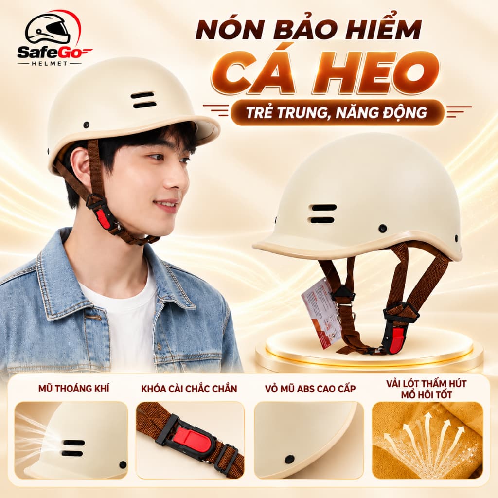 Nón bảo hiểm cá heo đa sắc, thiết kế freesize 52-58cm, bảo hành 12 tháng, phù hợp mọi lứa tuổi.