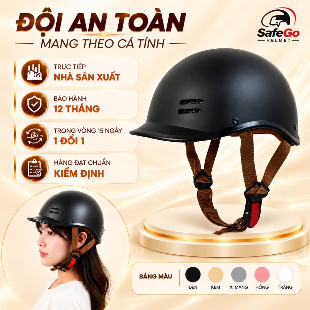 Mũ bảo hiểm cá heo nhiều màu sắc, phong cách dễ thương và năng động, bảo hành 12 tháng.