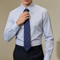 Sơ Mi P197 - Cotton Bóng Nhẹ, Kẻ Sọc Xanh, Cổ Đức Hidden Button Down Lịch Lãm. 6