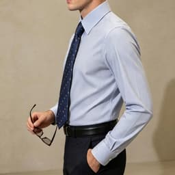 Sơ Mi P197 - Cotton Bóng Nhẹ, Kẻ Sọc Xanh, Cổ Đức Hidden Button Down Lịch Lãm. 3