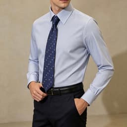 Sơ Mi P197 - Cotton Bóng Nhẹ, Kẻ Sọc Xanh, Cổ Đức Hidden Button Down Lịch Lãm. 5