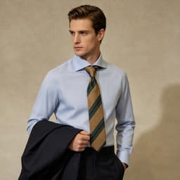 P196 Sơ Mi Bird Eyes Blue - Vải Mắt Chim, Cotton, Cổ Cut Away, Phong Cách Formal Lịch Lãm, Sang Trọng. 1