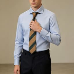 P196 Sơ Mi Bird Eyes Blue - Vải Mắt Chim, Cotton, Cổ Cut Away, Phong Cách Formal Lịch Lãm, Sang Trọng. 4