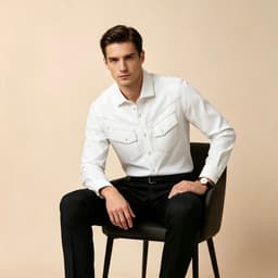 White Motor Shirt P188 - Sơ Mi Oxford Cotton 100%, Chỉ Nổi Tương Phản, Túi Ngực Kiểu Western, Phong Cách Casual 4