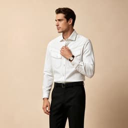 White Motor Shirt P188 - Sơ Mi Oxford Cotton 100%, Chỉ Nổi Tương Phản, Túi Ngực Kiểu Western, Phong Cách Casual 5