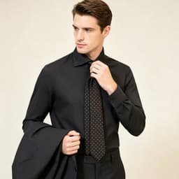 Áo Sơ Mi Đen Cổ Cut Away P122 Cotton Chống Nhăn Saint Stefano Cao Cấp 6