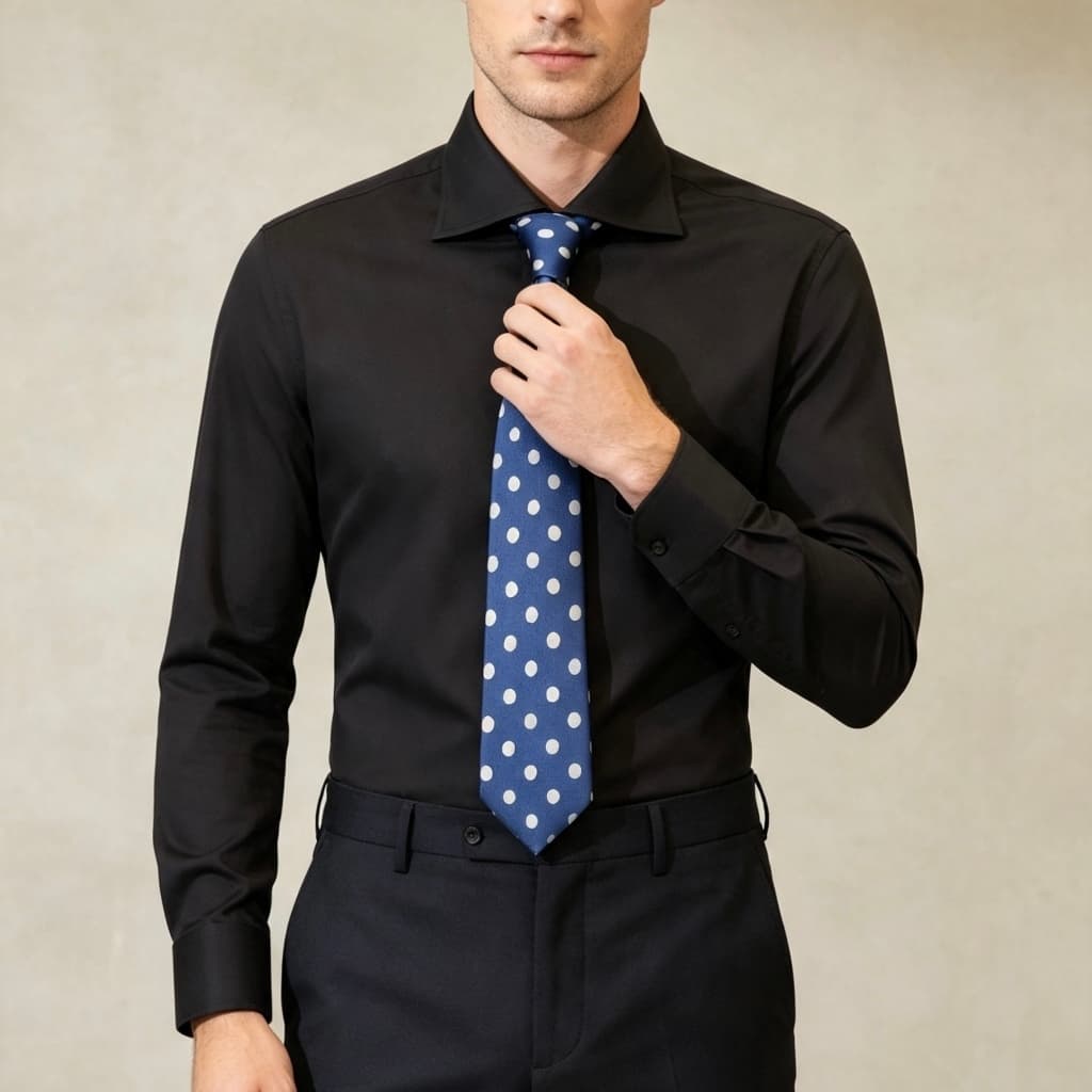 Áo Sơ Mi Đen Cổ Cut Away P122 Cotton Chống Nhăn Saint Stefano Cao Cấp