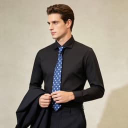 Áo Sơ Mi Đen Cổ Cut Away P122 Cotton Chống Nhăn Saint Stefano Cao Cấp 4