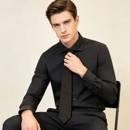 Áo Sơ Mi Đen Cổ Cut Away P122 Cotton Chống Nhăn Saint Stefano Cao Cấp 5