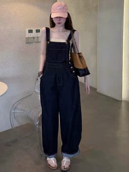 Yếm Jean Dáng Dài Nữ Ống Suông Rộng ,Chất Jean Mềm Đẹp , Mặc Thoáng Mát Cá Tính Năng Động 3