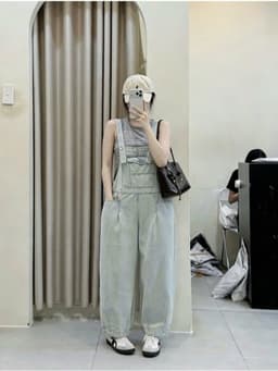 Yếm Jean Dáng Dài Nữ Ống Suông Rộng ,Chất Jean Mềm Đẹp , Mặc Thoáng Mát Cá Tính Năng Động 5