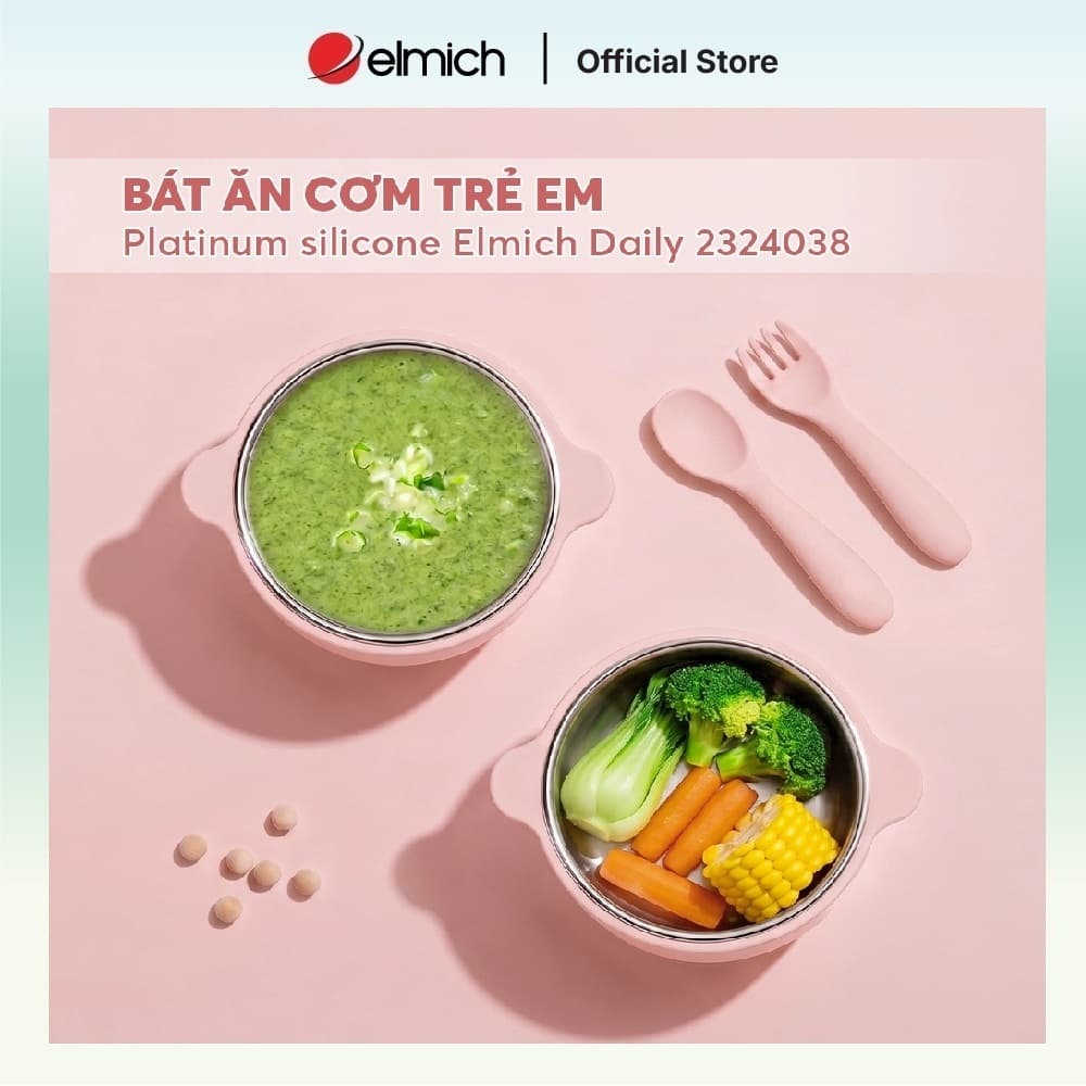 Bát ăn cơm trẻ em platinum silicone Elmich Daily