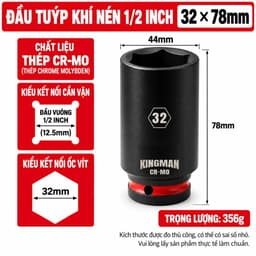 Đầu Tuýp 78mm 1/2 KINGMAN Thép CR-MO Đầu Khẩu Dài Chuyên Nghiệp K414 4