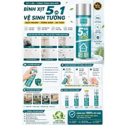 Bình Xịt Sơn Sửa Tường Nhà 5in1 800ml và Tay Cầm Hỗ Trợ Phun Xịt Sơn 6