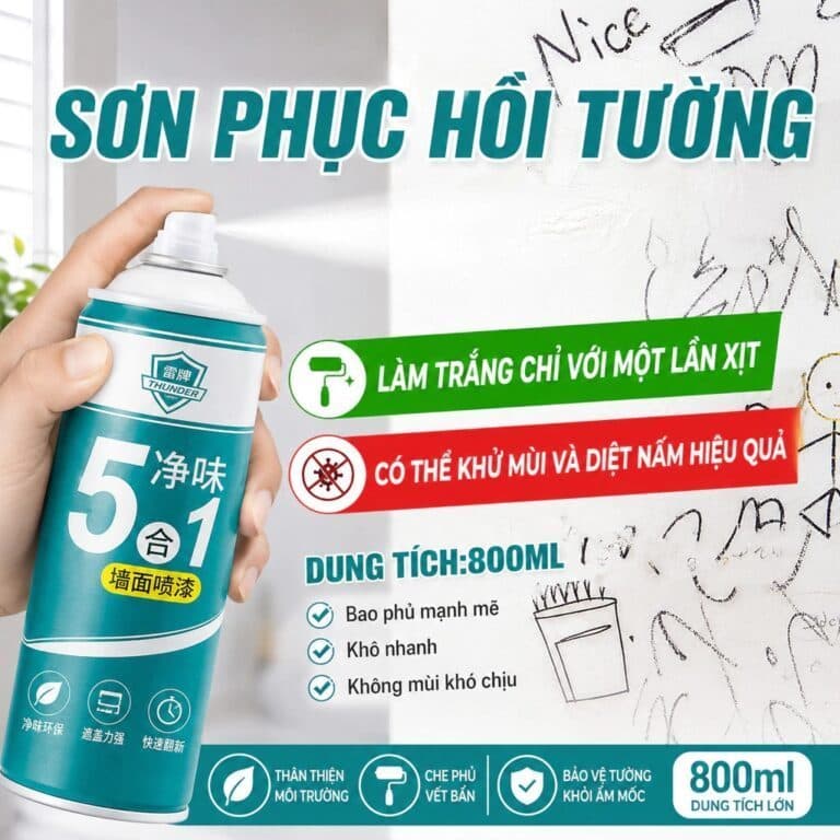 Bình Xịt Sơn Sửa Tường Nhà 5in1 800ml và Tay Cầm Hỗ Trợ Phun Xịt Sơn