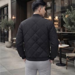 Áo Khoác Bomber Nam DGC Chần Trám Màu Đen – Phong Cách Thu Đông Lịch Lãm & Nam Tính WAJKBE188M-S 2
