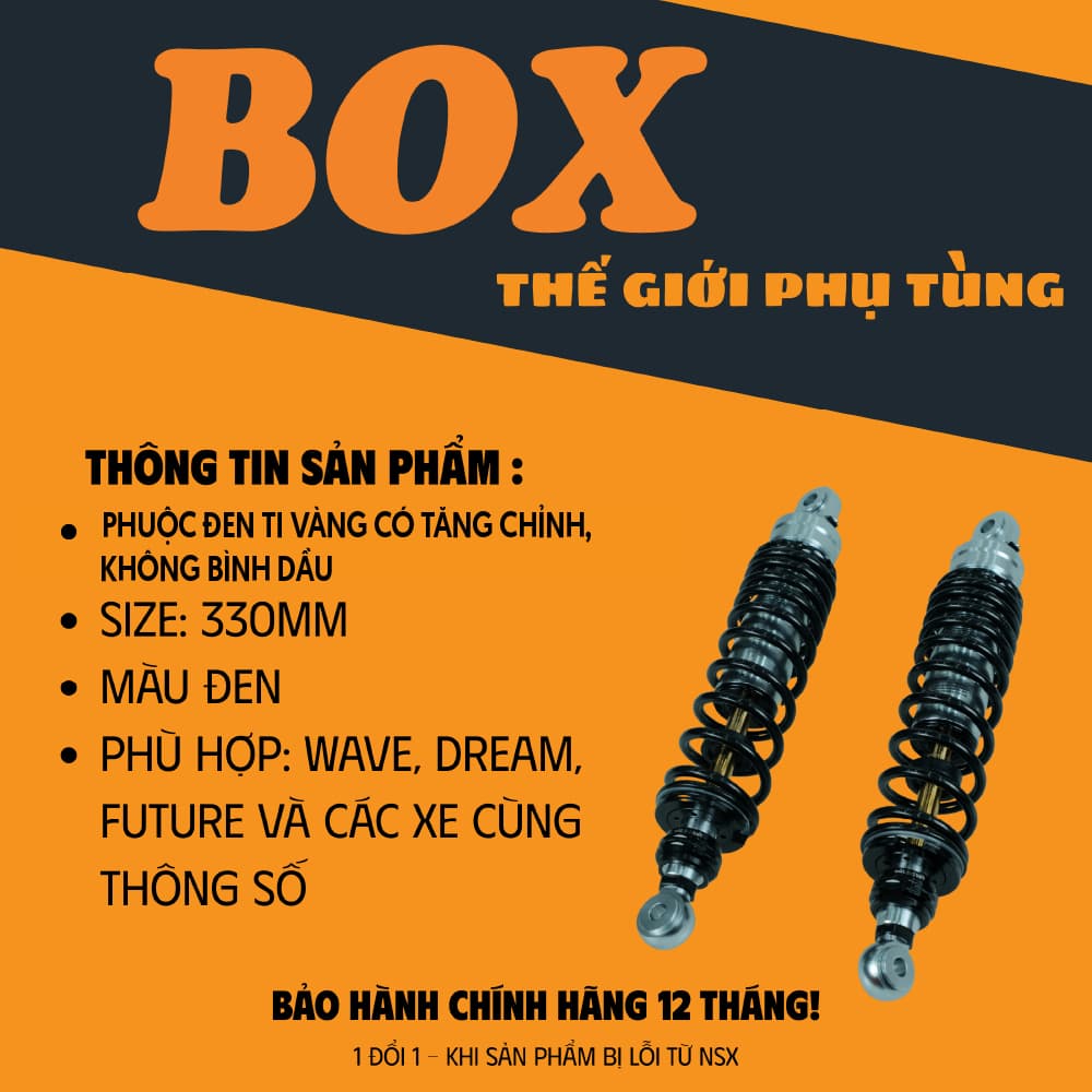 Phuộc Đen Ty Vàng Không Bình Dầu, Có Tăng Chỉnh: Wave, Dream, Future