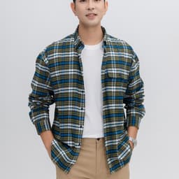 Áo Sơ Mi Nam DGC Kẻ Caro Dài Tay - Thiết Kế In Chữ Thể Thao Năng Động, Phom Rộng Thoải Mái WASDBC01M-S 5