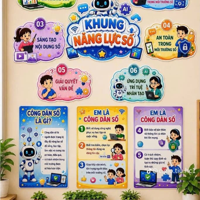 Khung Năng Lực Số – Bộ Trang Trí Khung Năng Lực Số Cho Lớp Học, Trường Học, Giáo Dục Kỹ Năng Số Cho Học Sinh