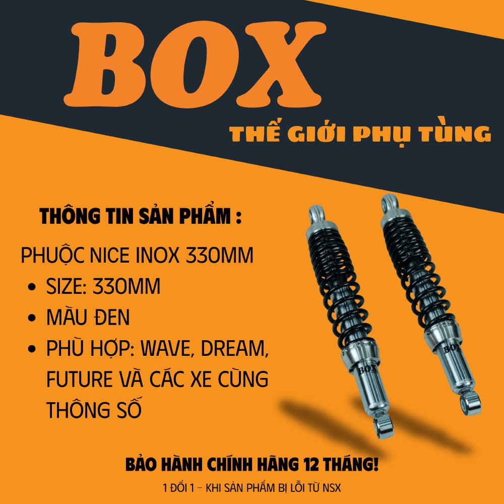 Phuộc nice chân INOX (330mm) thương hiệu BOX lắp wave / dream / future