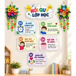 Nội Quy Lớp Học Mẫu 4 – Bảng Nội Quy Trang Trí Lớp Học Mầm Non Tiểu Học, Decor Góc Học Tập, Trường Học 1
