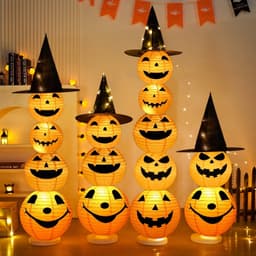 Set Đèn Lồng Giấy Kèm Stiker Biểu Cảm Trang Trí Decor Nhà Cửa Lớp Học Lễ Hội Hóa Trang Halloween 2