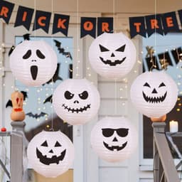 Set Đèn Lồng Giấy Kèm Stiker Biểu Cảm Trang Trí Decor Nhà Cửa Lớp Học Lễ Hội Hóa Trang Halloween 9