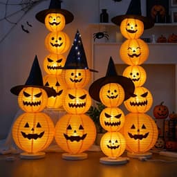 Set Đèn Lồng Giấy Kèm Stiker Biểu Cảm Trang Trí Decor Nhà Cửa Lớp Học Lễ Hội Hóa Trang Halloween 3