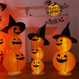 Set Đèn Lồng Giấy Kèm Stiker Biểu Cảm Trang Trí Decor Nhà Cửa Lớp Học Lễ Hội Hóa Trang Halloween 8