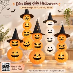 Set Đèn Lồng Giấy Kèm Stiker Biểu Cảm Trang Trí Decor Nhà Cửa Lớp Học Lễ Hội Hóa Trang Halloween 1