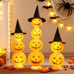 Set Đèn Lồng Giấy Kèm Stiker Biểu Cảm Trang Trí Decor Nhà Cửa Lớp Học Lễ Hội Hóa Trang Halloween 7