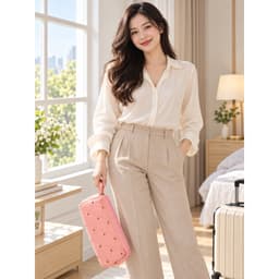 Túi đựng đồ đa năng TEWA 80094 thêu họa tiết nơ – Túi mỹ phẩm du lịch rộng rãi, 2 ngăn lưới 36cm 4