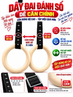 Bộ 2 Vòng Treo Gymnastic Rings Hỗ Trợ Tập Dip Với Xà Đơn, GYM Ring Ngoài Trời HC Sport (1 Đôi) 3