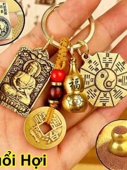Móc Khóa 12 Con Giáp Phong Thủy Bát Quái Âm Dương, 8 vị phật bản mệnh 3