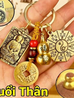 Móc Khóa 12 Con Giáp Phong Thủy Bát Quái Âm Dương, 8 vị phật bản mệnh 9