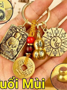 Móc Khóa 12 Con Giáp Phong Thủy Bát Quái Âm Dương, 8 vị phật bản mệnh 6