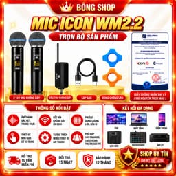 Micro Không Dây ICON WM2.2 2 Mic Cầm Tay Hát Karaoke Livestream Thu Âm Kết Nối Ổn Định 5