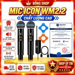 Micro Không Dây ICON WM2.2 2 Mic Cầm Tay Hát Karaoke Livestream Thu Âm Kết Nối Ổn Định 1