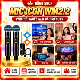 Micro Không Dây ICON WM2.2 2 Mic Cầm Tay Hát Karaoke Livestream Thu Âm Kết Nối Ổn Định 4
