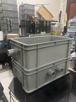 Bộ lọc baki | Màu Xám | Tràn trên cho hồ cá dưới 1500 lít | Kích Thước 46x27x16 | Ống in mặt hông phi 34 3