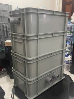 Bộ lọc baki | Màu Xám | Tràn trên cho hồ cá ít hơn 1500 lít | Kích Thước 46x27x16 | Ống vào mặt hông phi 34 4